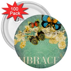 Embrace Shabby Chic Collage 3  Buttons (100 Pack)  by NouveauDesign