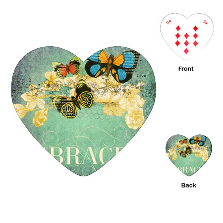 embrace shabby chic collage Playing Cards (Heart) 