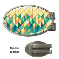 Background Geometric Triangle Money Clips (oval) 