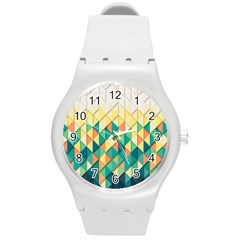 Background Geometric Triangle Round Plastic Sport Watch (m) by Nexatart