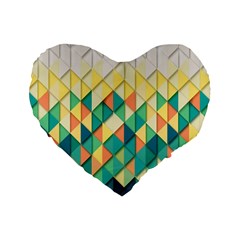 Background Geometric Triangle Standard 16  Premium Flano Heart Shape Cushions by Nexatart