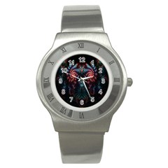 Abstract Background Texture Pattern Stainless Steel Watch