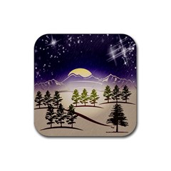 Background Christmas Snow Figure Rubber Coaster (square) 