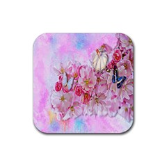 Nice Nature Flowers Plant Ornament Rubber Coaster (square)  by Nexatart