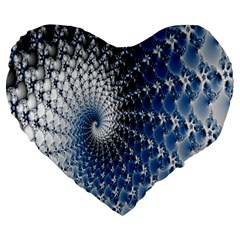 Mandelbrot Fractal Abstract Ice Large 19  Premium Heart Shape Cushions by Nexatart