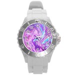 Abstract Art Texture Form Pattern Round Plastic Sport Watch (L) Front