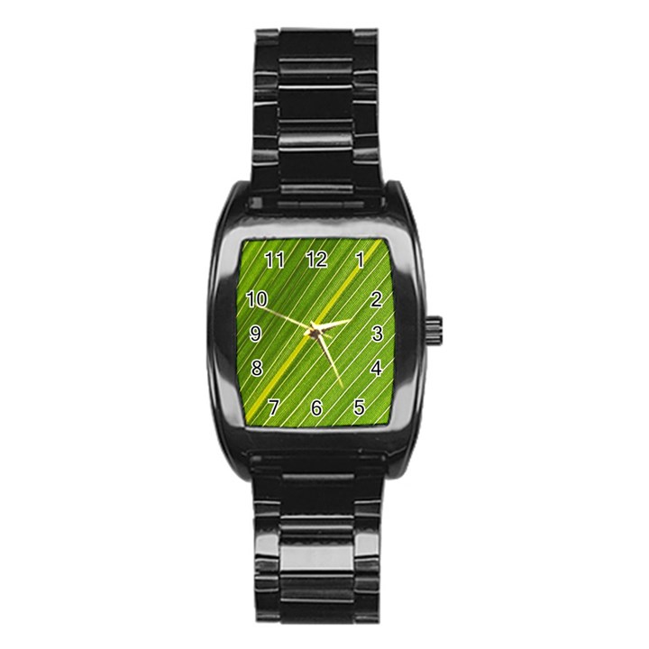 Leaf Plant Nature Pattern Stainless Steel Barrel Watch