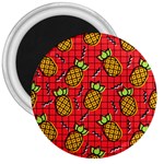 Fruit Pineapple Red Yellow Green 3  Magnets Front