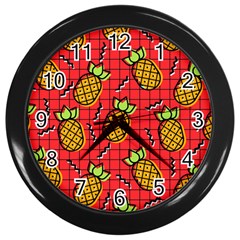 Fruit Pineapple Red Yellow Green Wall Clocks (black)