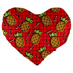 Fruit Pineapple Red Yellow Green Large 19  Premium Flano Heart Shape Cushions by Alisyart