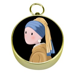 Girl With A Pearl Earring Gold Compasses by Valentinaart