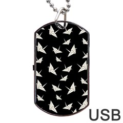 Paper Cranes Pattern Dog Tag Usb Flash (one Side) by Valentinaart