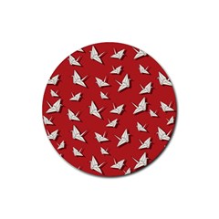 Paper Cranes Pattern Rubber Coaster (round)  by Valentinaart