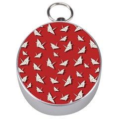 Paper Cranes Pattern Silver Compasses