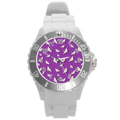 Paper Cranes Pattern Round Plastic Sport Watch (l) by Valentinaart