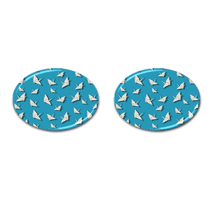 Paper cranes pattern Cufflinks (Oval)