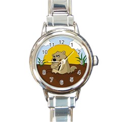 Groundhog Day Round Italian Charm Watch by Valentinaart