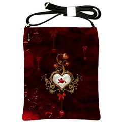 Wonderful Hearts With Dove Shoulder Sling Bags by FantasyWorld7