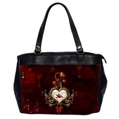 Wonderful Hearts With Dove Office Handbags (2 Sides)  by FantasyWorld7