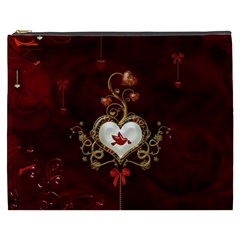 Wonderful Hearts With Dove Cosmetic Bag (xxxl)  by FantasyWorld7