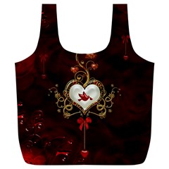 Wonderful Hearts With Dove Full Print Recycle Bags (l)  by FantasyWorld7