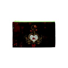 Wonderful Hearts With Dove Cosmetic Bag (xs) by FantasyWorld7