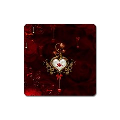 Wonderful Hearts With Dove Square Magnet by FantasyWorld7