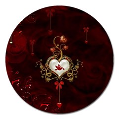 Wonderful Hearts With Dove Magnet 5  (round) by FantasyWorld7