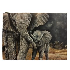 Elephant Mother And Baby Cosmetic Bag (xxl)  by ArtByThree
