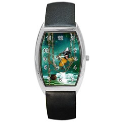 Funny Pirate Parrot With Hat Barrel Style Metal Watch by FantasyWorld7