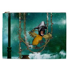 Funny Pirate Parrot With Hat Cosmetic Bag (xxl)  by FantasyWorld7