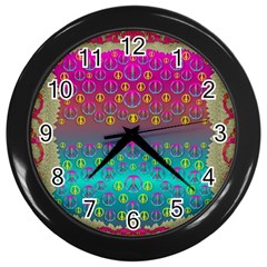 Years Of Peace Living In A Paradise Of Calm And Colors Wall Clocks (black) by pepitasart