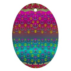 Years Of Peace Living In A Paradise Of Calm And Colors Oval Ornament (two Sides) by pepitasart