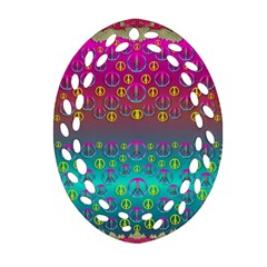 Years Of Peace Living In A Paradise Of Calm And Colors Ornament (oval Filigree) by pepitasart