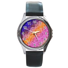 Crystalized Rainbow Round Metal Watch by NouveauDesign