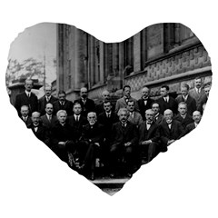 1927 Solvay Conference On Quantum Mechanics Large 19  Premium Heart Shape Cushions by thearts