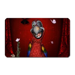 Funny, Cute Parrot With Butterflies Magnet (rectangular) by FantasyWorld7