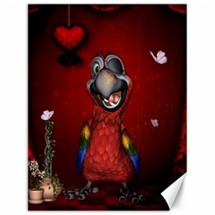 Funny, Cute Parrot With Butterflies Canvas 18  X 24   by FantasyWorld7