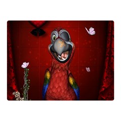 Funny, Cute Parrot With Butterflies Double Sided Flano Blanket (mini)  by FantasyWorld7