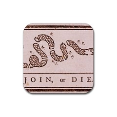 Original Design, Join Or Die, Benjamin Franklin Political Cartoon Rubber Coaster (square) 