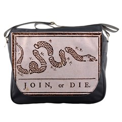 Original Design, Join Or Die, Benjamin Franklin Political Cartoon Messenger Bags by thearts