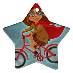 Girl On A Bike Star Ornament (two Sides)