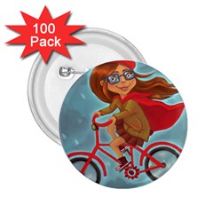 Girl On A Bike 2 25  Buttons (100 Pack) 