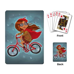 Girl On A Bike Playing Card by chipolinka