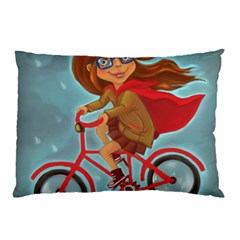 Girl On A Bike Pillow Case (two Sides)