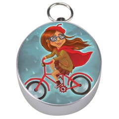 Girl On A Bike Silver Compasses by chipolinka