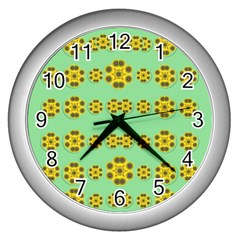 Sun Flowers For The Soul At Peace Wall Clocks (silver)  by pepitasart