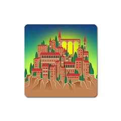 Mountain Village Mountain Village Square Magnet by Nexatart