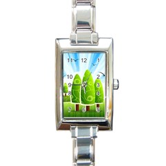 Landscape Nature Background Rectangle Italian Charm Watch