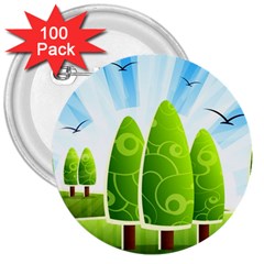 Landscape Nature Background 3  Buttons (100 pack) 